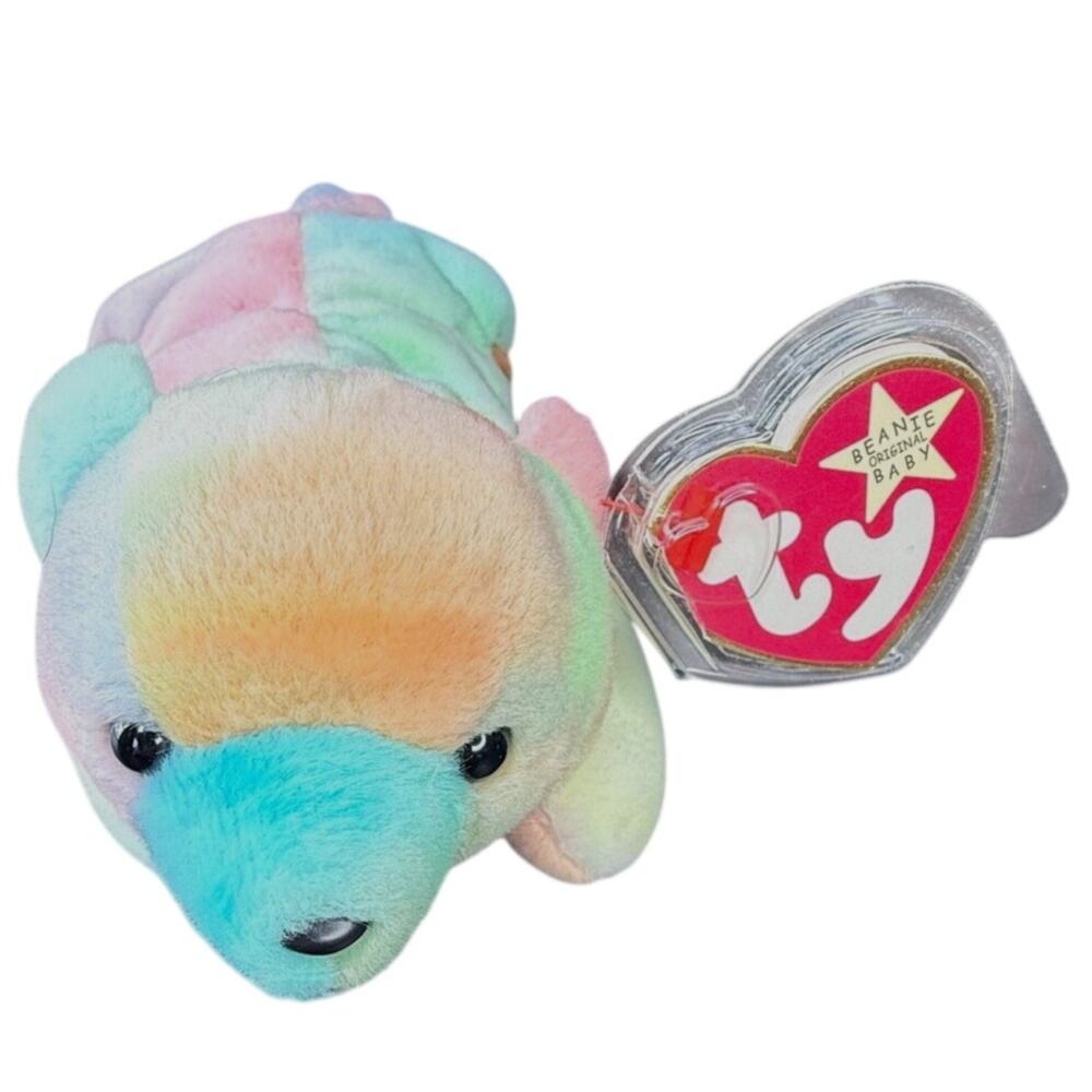 RARE MWMT TY BEANIE BABIE Sammy The Bear Multi Color Tie-Dyed Rainbow Sherbert